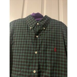 Ralph Lauren Men’s Green Checkered Button Up Shirt Great Condition And Quality